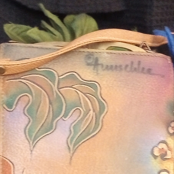 Anuschka Hand painted Triple compartment crossbody organizer Peacock Safari - Picture 8 of 8